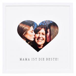 Bilderrahmen mit Herz-Passepartout & Text "Mama ist die Beste!"