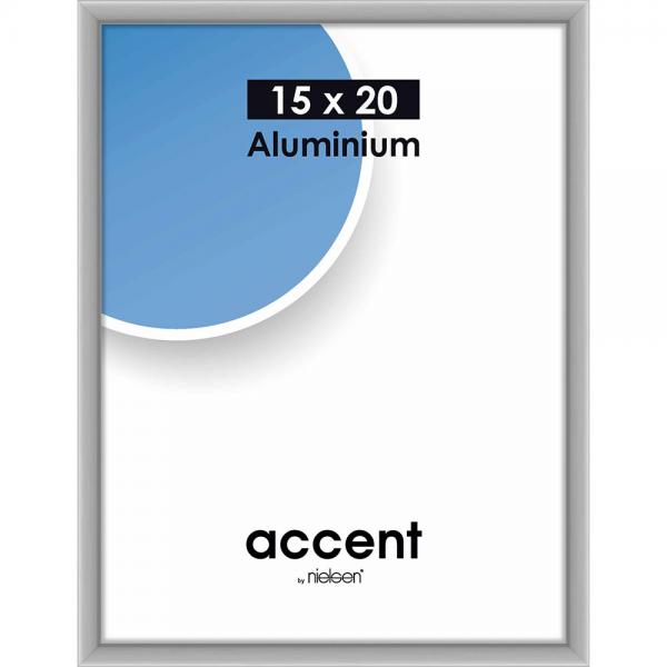 Alu Bilderrahmen Accent 15x20 cm | Silber matt | Normalglas (2 mm)