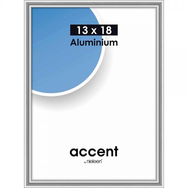 Alu Bilderrahmen Accent 13x18 cm | Silber glanz | Normalglas (2 mm)