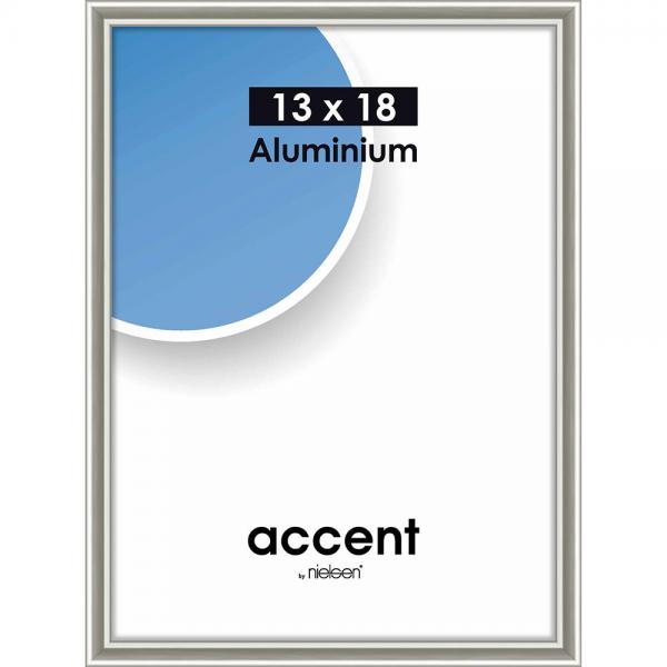 Alu Bilderrahmen Accent 13x18 cm | Pearl Mercury | Normalglas (2 mm)