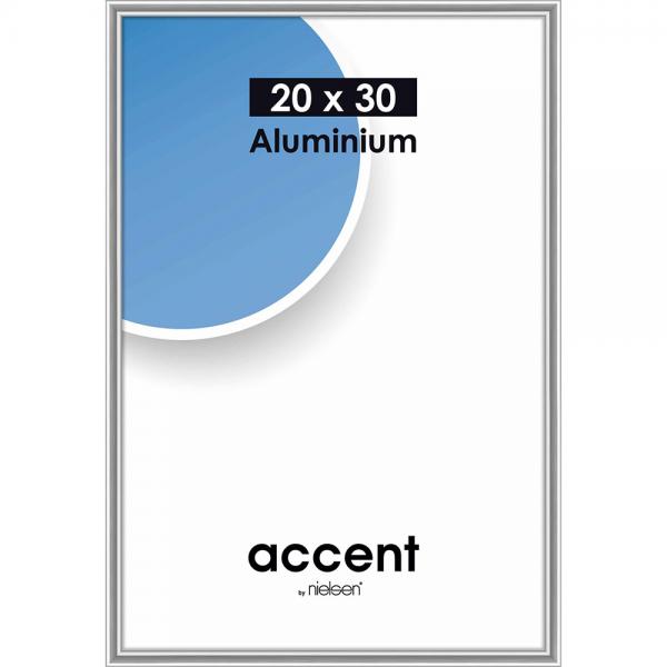 Alu Bilderrahmen Accent 20x30 cm | Silber glanz | Normalglas (2 mm)