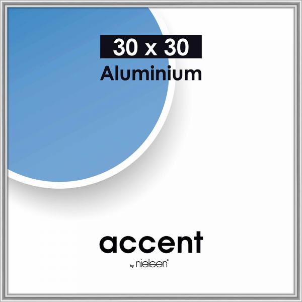 Alu Bilderrahmen Accent 30x30 cm | Silber glanz | Normalglas (2 mm)