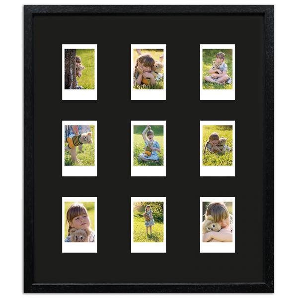 Bilderrahmen für 9 Sofortbilder - Typ Instax Mini 35,4x41,1 cm | Schwarz, gemasert | Normalglas (2 mm)