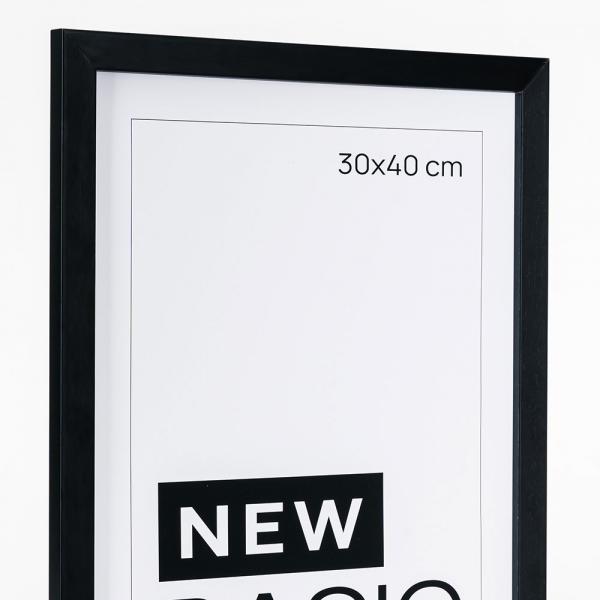 Holz Bilderrahmen New Basic 40x60 cm | Schwarz | Kunstglas (1 mm)