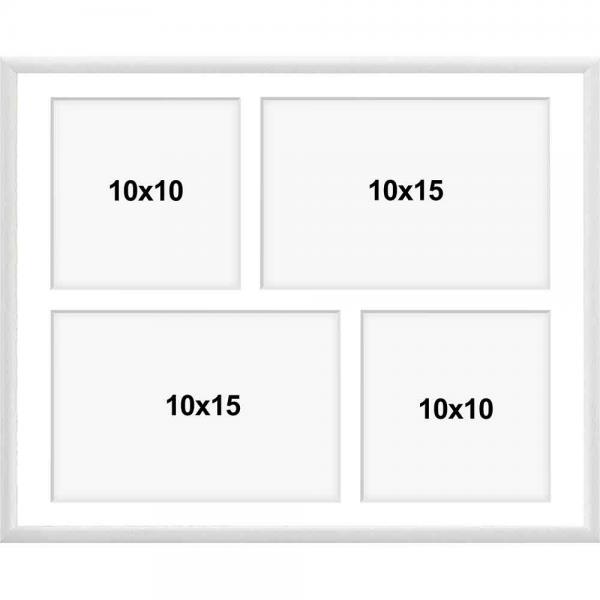 Alu Bilderrahmen Amelia für 4 Bilder 24x30 cm (4 Bilder) | weiß | Kunstglas (1 mm)