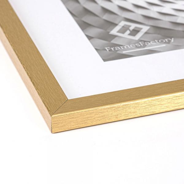 Holz Bilderrahmen Hekla (MDF) 10x15 cm | Gold strukturiert | Kunstglas (1 mm)
