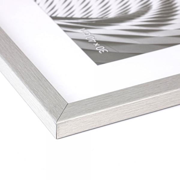 Holz Bilderrahmen Hekla (MDF) 30x40 cm | Silber strukturiert | Kunstglas (1 mm)