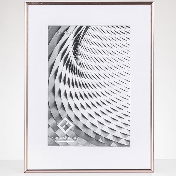 Alu Bilderrahmen Amelia 40x50 cm | Rosegold | Kunstglas (1 mm)