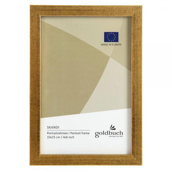 Holz-Fotorahmen Skandi 10x15 cm | Gold | Normalglas (2 mm)