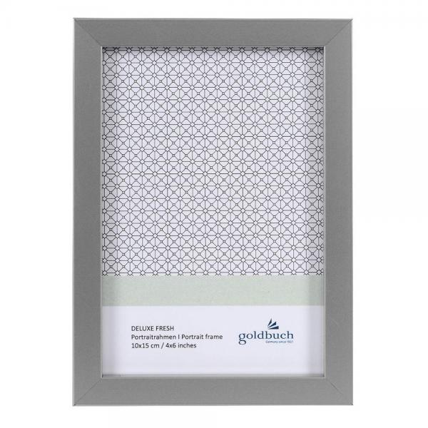 Kunststoff Bilderrahmen Deluxe 10x15 cm | silber | Normalglas (2 mm)