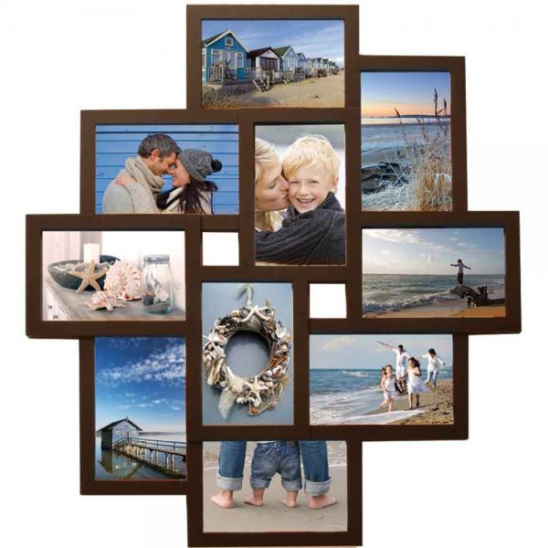 Bilderrahmen Holiday für 10 Bilder 15x10 cm, 10x15 cm | Braun | Normalglas (2 mm)