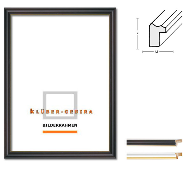 Holz Bilderrahmen Granada 20x30 | weiß, Goldkante | Normalglas