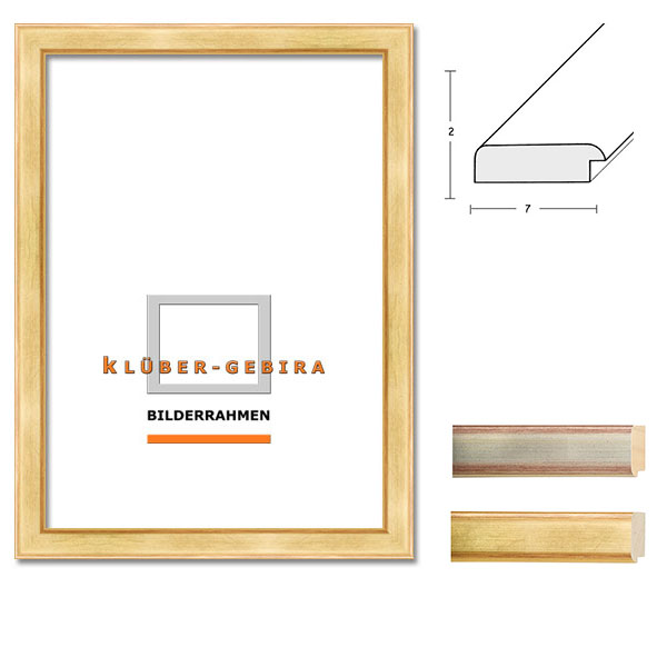 Holz Bilderrahmen Ceuta 59,4x84,1 (A1) | Gold, Braunrote Ränder | Kunstglas