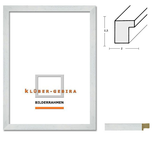 Holz Bilderrahmen Tias 50x70 | Ausstellungsleiste, weiß | Normalglas