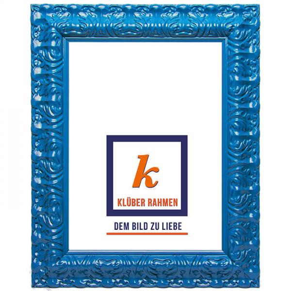 Barock Bilderrahmen Salamanca Color nach Maß denim blue | Kunstglas (2 mm)