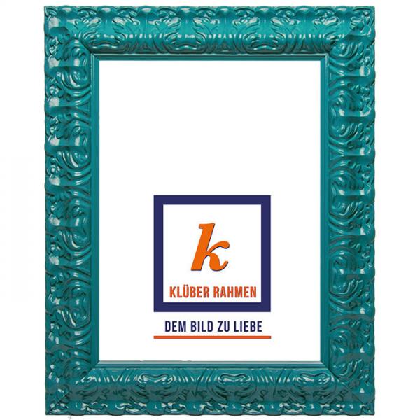 Barock Bilderrahmen Salamanca Color nach Maß teal | Kunstglas (2 mm)