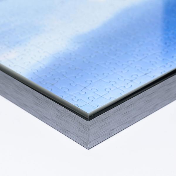 Alu Puzzlerahmen für 1000 Teile 37,5x98 cm | antiksilber hochglanz | Kunstglas entspiegelt (1,5 mm)