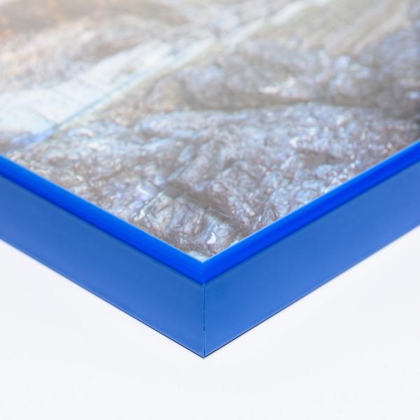 Alu Puzzlerahmen für 1000 Teile 37,5x98 cm | blau RAL 5010 | Kunstglas entspiegelt (1,5 mm)