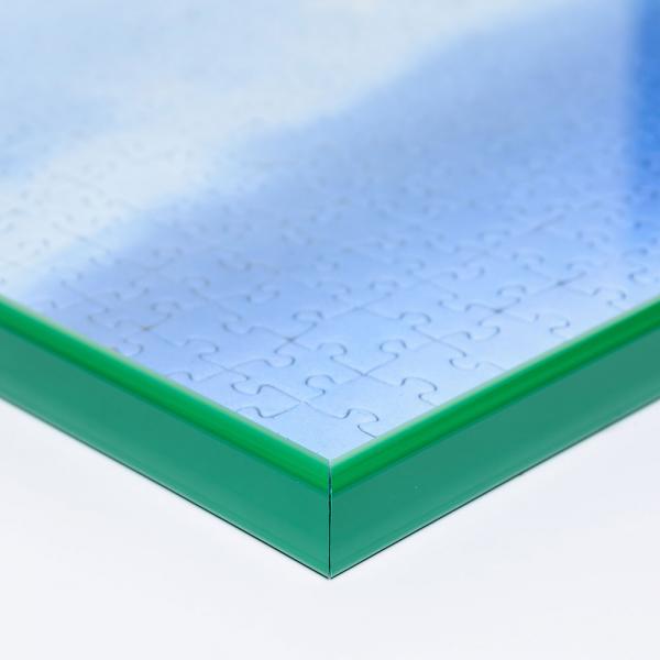 Kunststoff Puzzlerahmen für 1500 Teile 60x80 cm | grün | Kunstglas entspiegelt (1,5 mm)