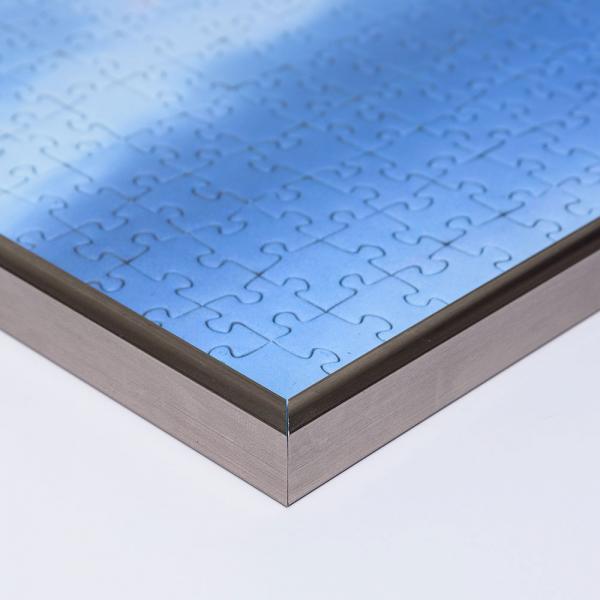 Kunststoff Puzzlerahmen für 1500 Teile 60x80 cm | platin | Kunstglas entspiegelt (1,5 mm)