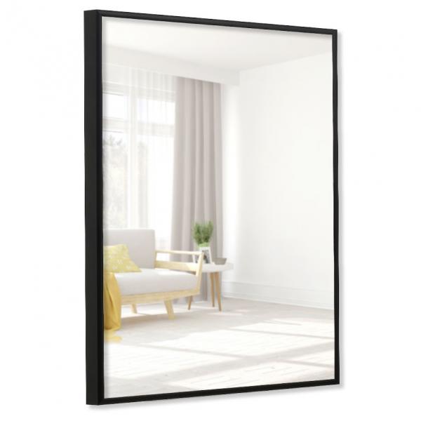 Alu Badezimmer-Spiegel Quadro 40x60 cm | schwarz matt | Spiegel (2 mm)