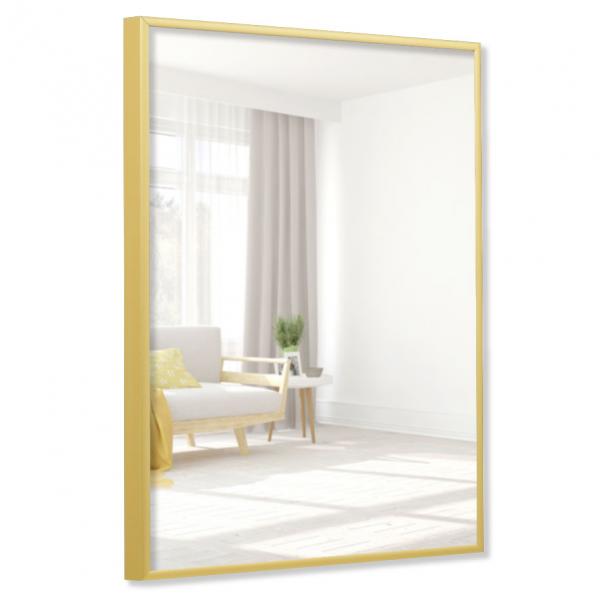 Alu Spiegelrahmen Quadro Maßanfertigung gold matt | Spiegel (2 mm)