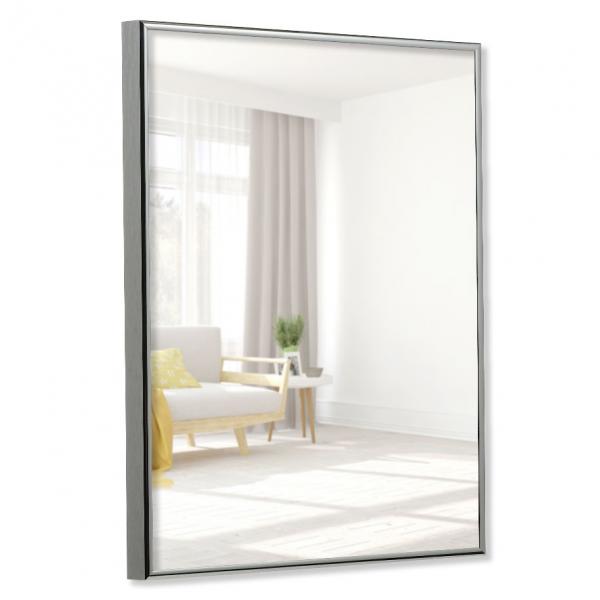 Alu Spiegelrahmen Quadro 28x35 cm | antiksilber hochglanz | Spiegel (2 mm)