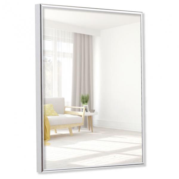 Alu Spiegelrahmen Quadro 28x35 cm | silber hochglanz | Spiegel (2 mm)