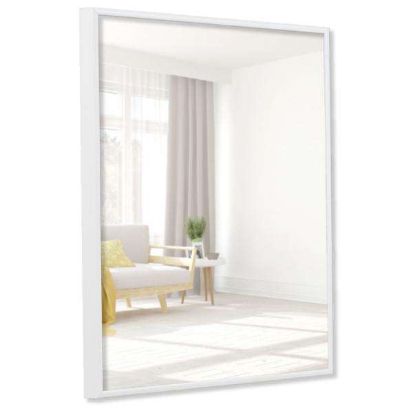 Alu Spiegelrahmen Quadro 40x60 cm | weiß RAL 9016 | Spiegel (2 mm)