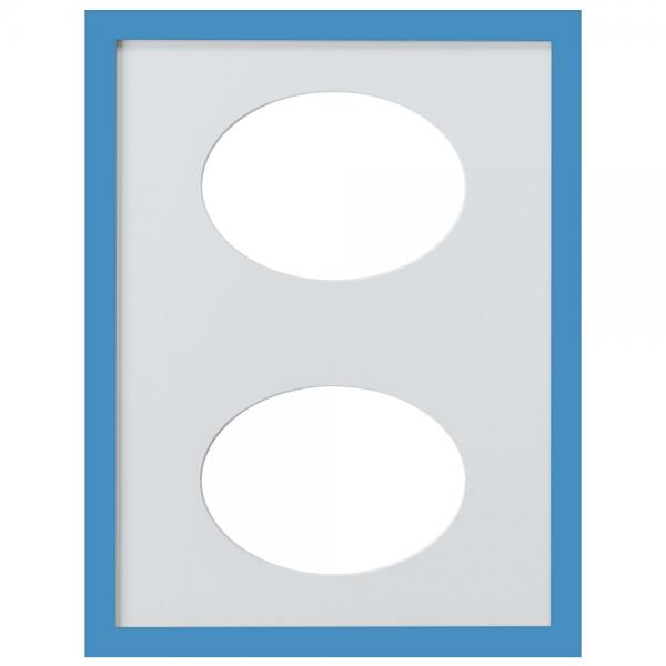 Bilderrahmen Top Cube für 2 Bilder, 30x40 cm Ovalausschnitt 30x40 cm (13x18 cm) | blau | Normalglas