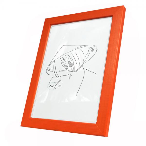 Holz Bilderrahmen Max 13x13 cm | Orange | Kunstglas