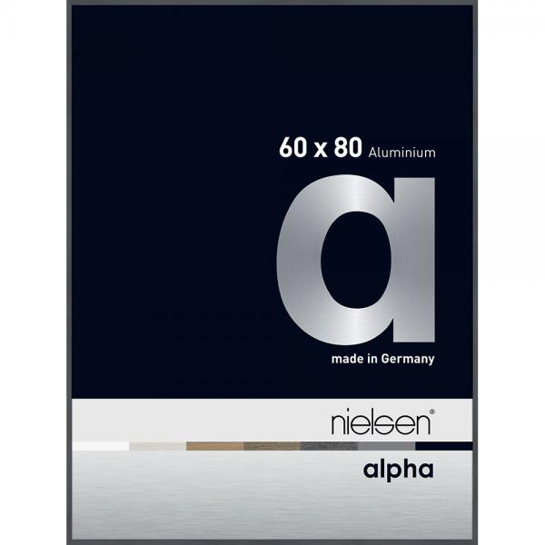 Alu Bilderrahmen Alpha 60x80 cm | Dunkelgrau glanz | Normalglas