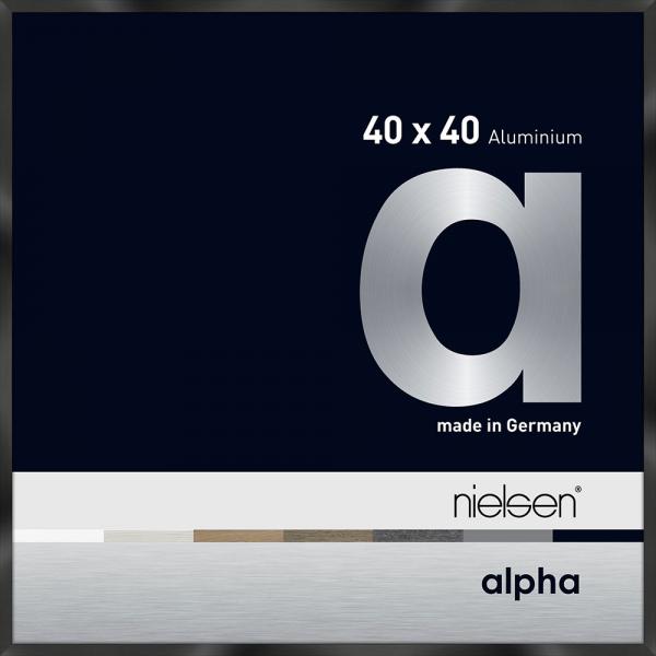 Alu Bilderrahmen Alpha 40x40 cm | Schwarz glanz eloxiert | Normalglas (2 mm)