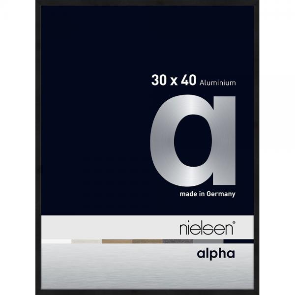 Alu Bilderrahmen Alpha 30x40 cm | Schwarz matt eloxiert | Normalglas (2 mm)