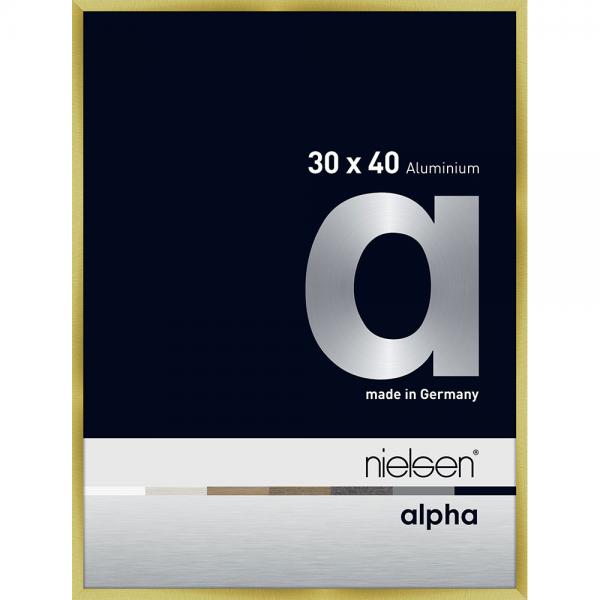 Alu Bilderrahmen Profil alpha 30x40 cm | Brushed Gold | Normalglas (2 mm)