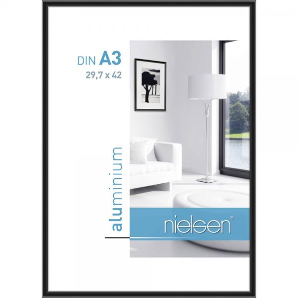 Alu Bilderrahmen Classic 29,7x42 cm (A3) | Eloxiert Schwarz | Normalglas