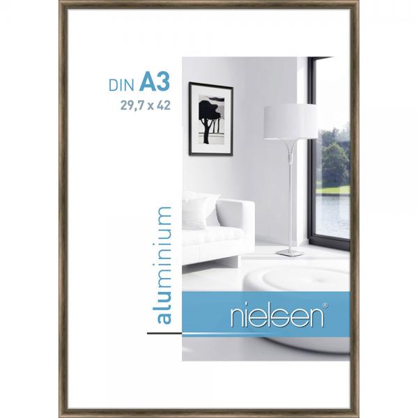 Alu Bilderrahmen Classic 29,7x42 cm (A3) | Strukturiert Walnuss | Normalglas