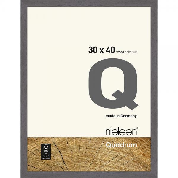 Holz Bilderrahmen Quadrum 30x40 cm | Grau | Normalglas