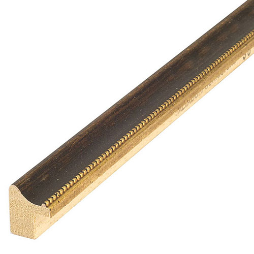 Holz Bilderrahmen Opera 15 nach Maß Braun-Gold | Normalglas (2 mm)