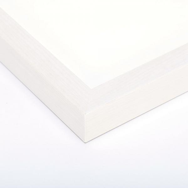 Holz Bilderrahmen aus Buche, Ahorn, Eiche & Walnuss 50x65 cm | Ahorn weiß lasiert | Normalglas