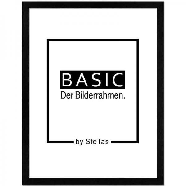 Holz Bilderrahmen Basic (MDF) 61x91,5 cm | Schwarz | Kunstglas (2 mm)