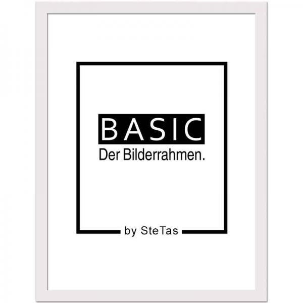 Holz Bilderrahmen Basic (MDF) 42x59,4 cm (A2) | Weiß | Kunstglas