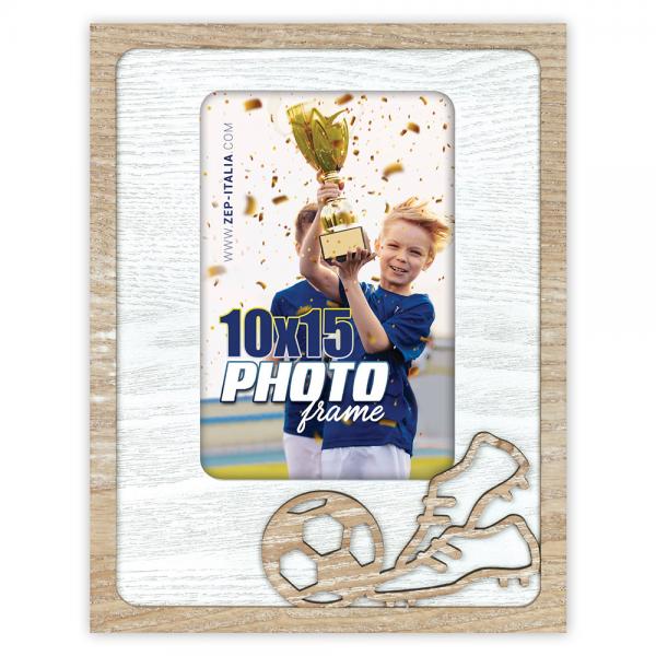 Fotorahmen Fußball 10x15 cm | Braun-Weiß | Kunstglas (2 mm)